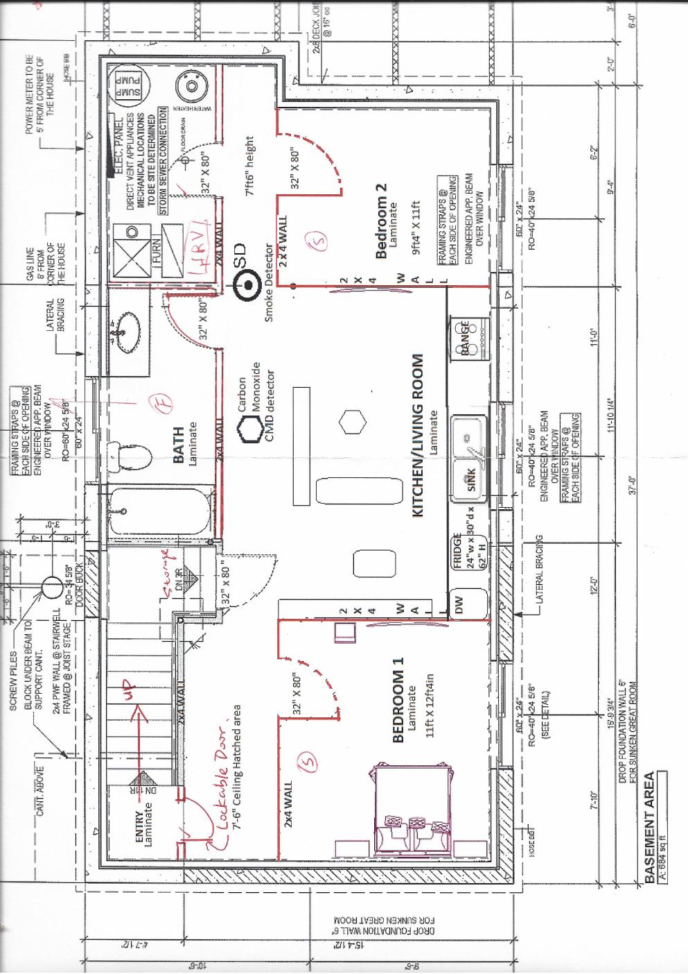 2 Bedroom Legal Basement Suite plan 1